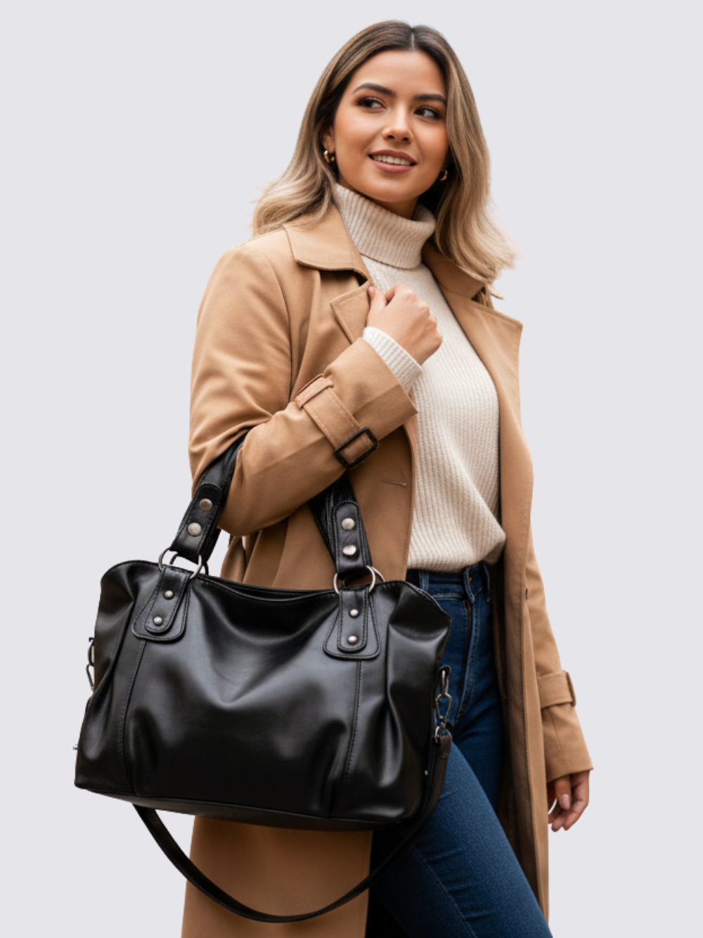 Angelina Leren Tas - Zwart