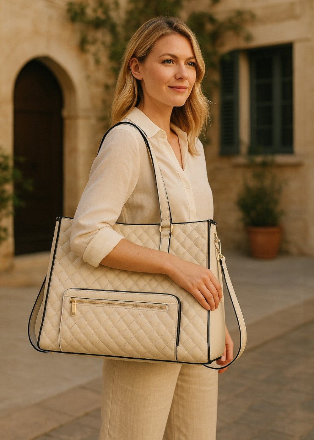 3-in-1 gewatteerde tote tas