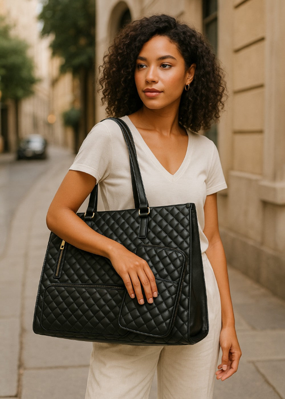 3-in-1 gewatteerde tote tas