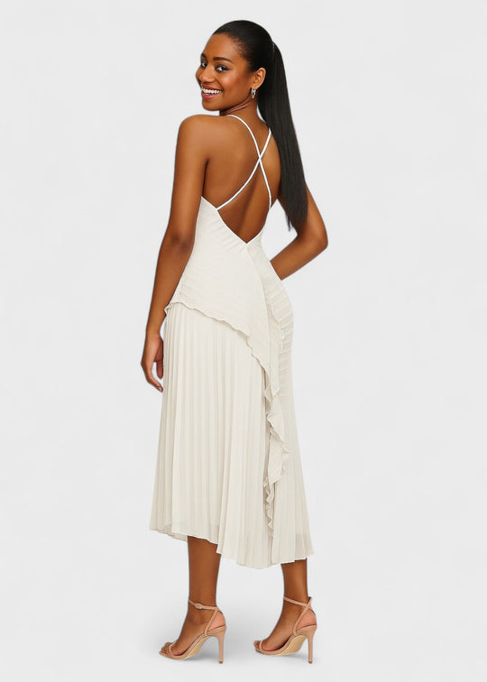 Elegante halterjurk met vallende ruches - Vichy Signature