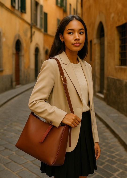 Julia leren tas + 1 gratis etui