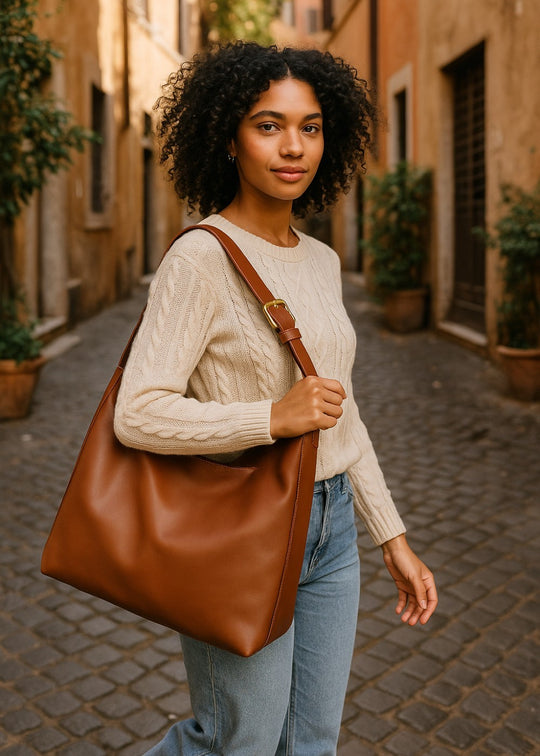 Julia leren tas + 1 gratis etui