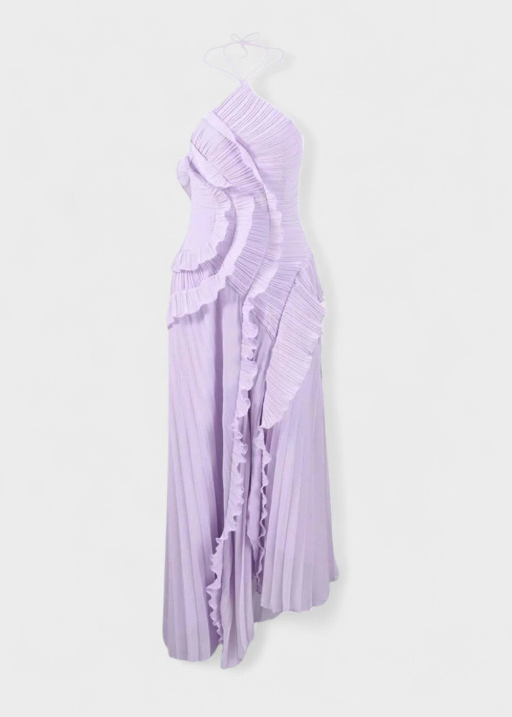 Elegante halterjurk met vallende ruches - Vichy Signature