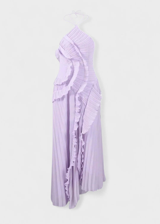 Elegante halterjurk met vallende ruches - Vichy Signature